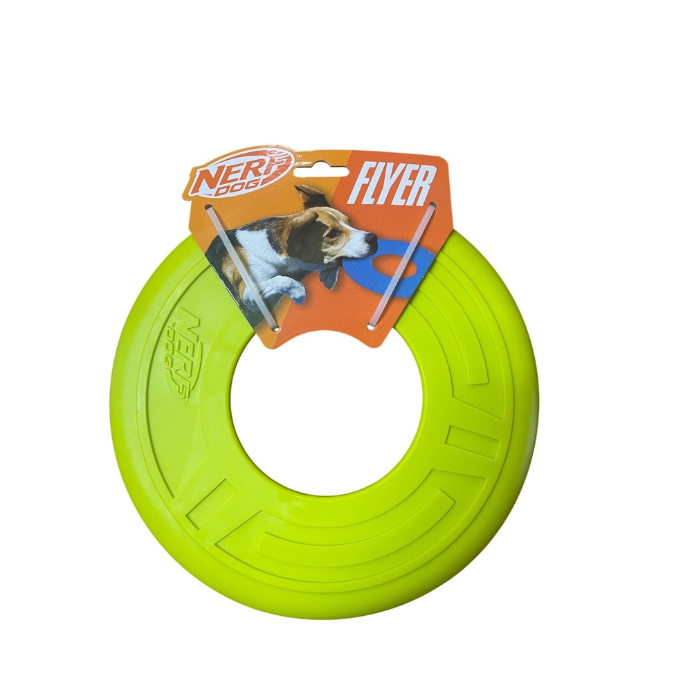 Nerf Dog Flyer Rubber Flying‎ Disc Dog Toy Neon Green 1551 GP 1111-2096 NEW